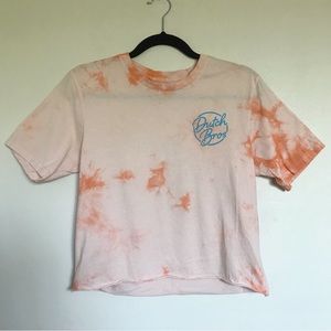 Dutch Bros Coffee Orange Tie-Dye Graphic Tee DIY Crop Size Small